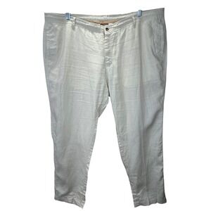 Island Importer 100% Linen Pants Beige Size 44 Flat Front Casual Beach Travel